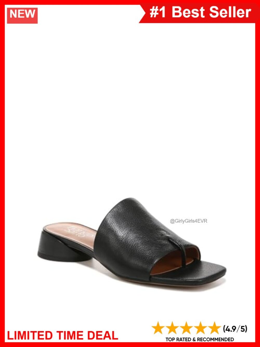 Franco Sarto Loran Slide Sandal Leather Upper Low Block Heel Slip On